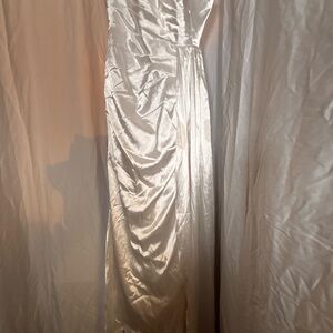 Lulu's Elegant White Satin Wedding Dress